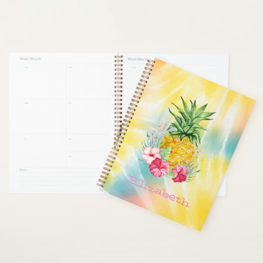 Ananas, Hibiscus Waterverf Rainbow Tie Dye Planner (Display)