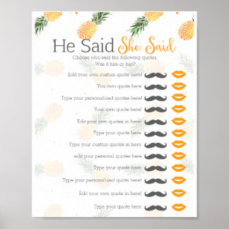 Ananas hij zei dat zij zei bruiloft game poster