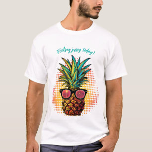 Ananas in sportieve zwarte zonnebril t-shirt