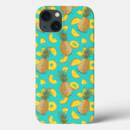ananas in turkooiskleur iPhone 13 hoesje