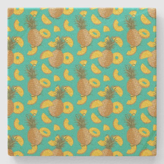 ananas in turkooiskleur stenen onderzetter (Voorkant)
