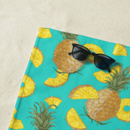 ananas in turkooiskleur strandlaken