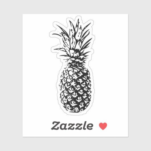 Ananas in zwart-wit helder of wit decal sticker (Vel)
