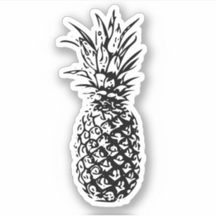 ananas in zwart-wit, helder of wit decimaal sticker
