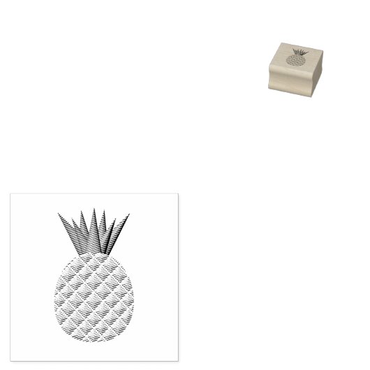 Ananas in zwart-wit 	rubberstempel (Gestempeld)