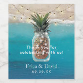 Ananas Jar String Lights Tropische Strand Bruiloft Wijn Etiket (Enkel label)
