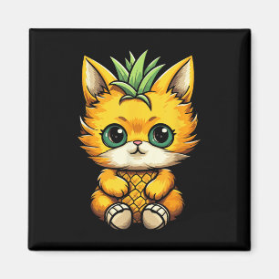 Ananas Kat Fruit Hallo Zomer Vakantie Kat Liefde Magneet