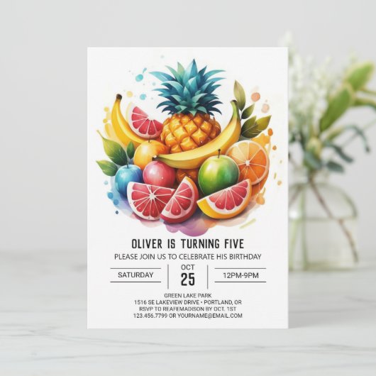 Ananas Kinder digitale vruchten Verjaardag Kaart (Staand voorkant)