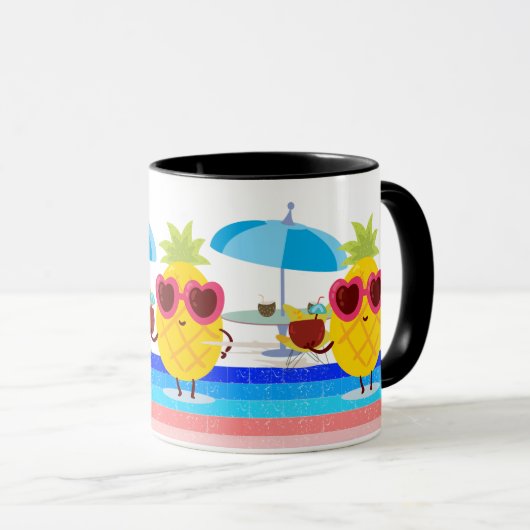 Ananas Kokosnoot Paraplu Zomer Strand Vibes Art Mok (Voorkant rechts)
