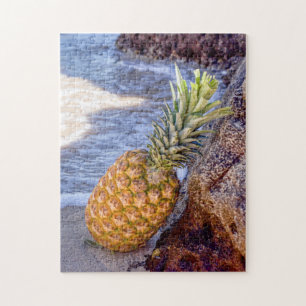 Ananas Leaning op Rocks bij het strand Legpuzzel