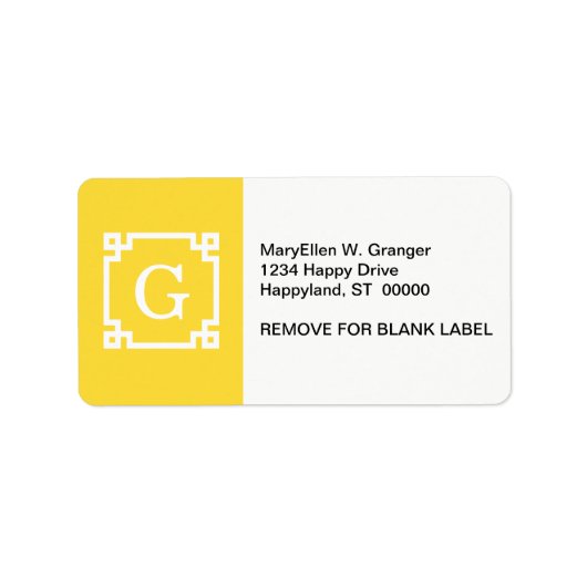 Ananas Lijst 2 Initiaal monogram Griekse sleutel Etiket (Voorkant)