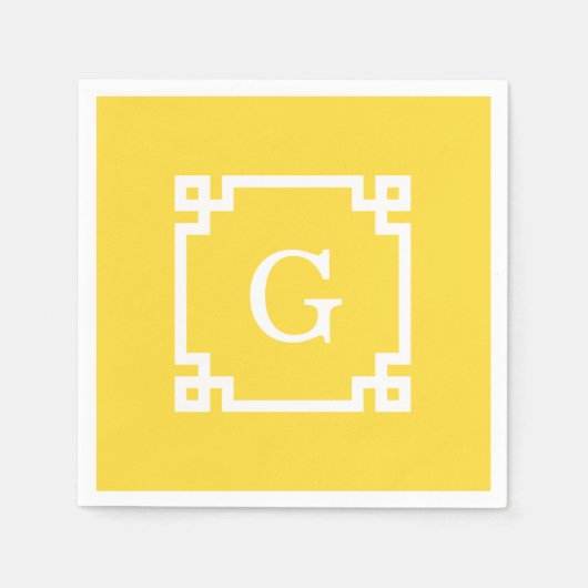Ananas Lijst 2 Initiaal monogram Griekse sleutel Servetten (Voorkant)