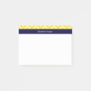 Ananas Lt Yellow LG Chevron Navy Monogram Post-it® Notes