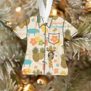 Ananas Luau Hawaiian Hula Girl Aloha Shirt Ornament