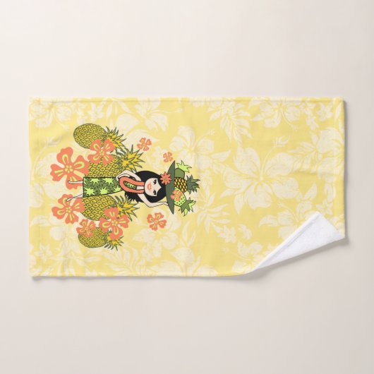 Ananas Luau Hawaiian Hula Girl Coordinate - Citron (Serviette à main)