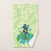 Ananas Luau Hawaiian Hula Girl Coordinate - Lime (Serviette à main)