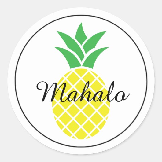 Ananas Mahalo Hawaiian Dank u Sticker (Voorkant)