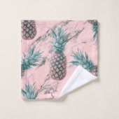 Ananas & marbre rose Swirl moderne Tropical Chic (Gant de toilette)
