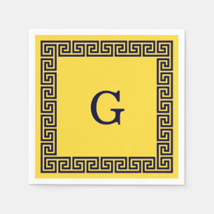 Ananas, Marineblauw Grieks Zeer belangrijk #1 Servetten