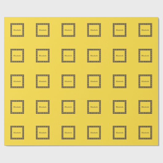 Ananas, marineblauw Griekse sleutel #1 ingelijst m Cadeaupapier (Vlak)