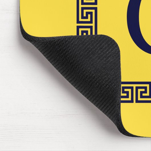 Ananas, marineblauw Griekse sleutel #1 ingelijst m Muismat (Hoek)