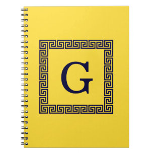 Ananas, marineblauw Griekse sleutel #1 ingelijst m Notitieboek