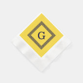 Ananas, marineblauw Griekse sleutel #1 ingelijst m Servetten (Hoek)