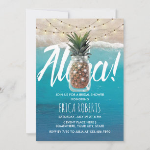 Ananas Mason Jar Aloha Beach Vrijgezellenfeest Kaart
