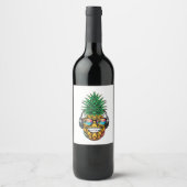 Ananas met bril wijn etiket (Voorkant)