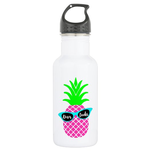 ananas met "DIVAtude" Waterfles (Voorkant)