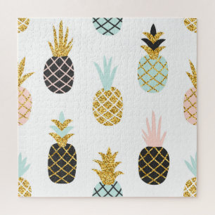 Ananas met gouden glitter, creatief patroon. legpuzzel