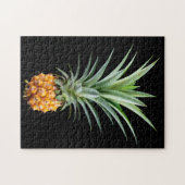 Ananas met groot haar op zwarte achtergrond legpuzzel (Horizontaal)