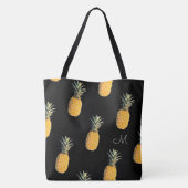 Ananas met jouw naam op zwart draagtas (Achterkant)