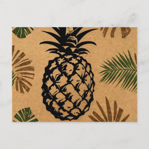 Ananas met tropische bladeren briefkaart