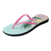 ananas met tropische bloemen teenslippers (Schuin)