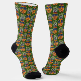 Ananas met zonnebril patroon fruit unisex sokken