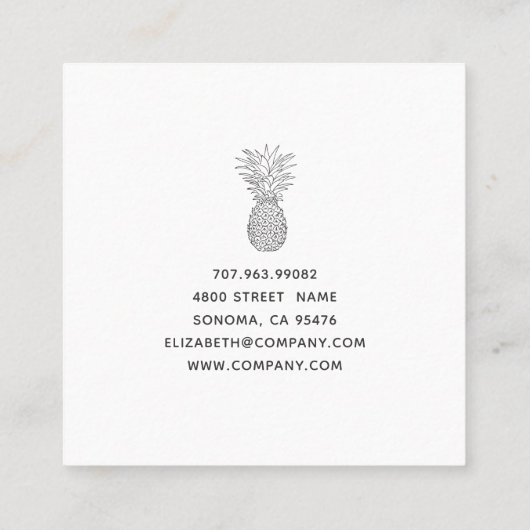 Ananas Moderne Interieurontwerper Vierkante Visitekaartje (Achterkant)
