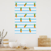 Ananas, motif à rayures bleues, affiche à ananas, (Cuisine)