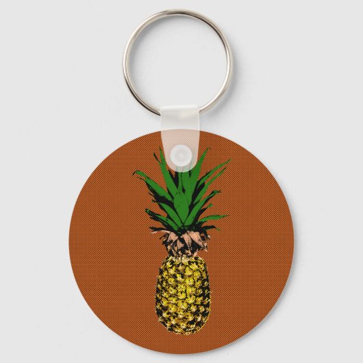 Ananas Newsprint Sleutelhanger (Voorkant)