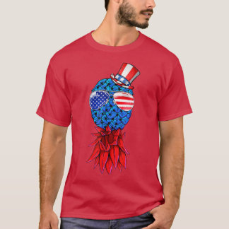 Ananas ondersteboven Amerikaanse vlag Zonnebril 4e T-shirt