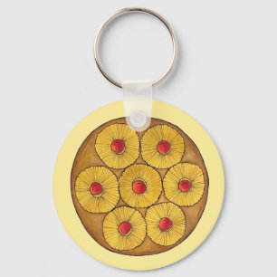 Ananas ondersteboven Cake Cherries Baking Dessert Sleutelhanger