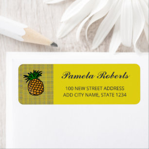 Ananas op blokpatroon etiket