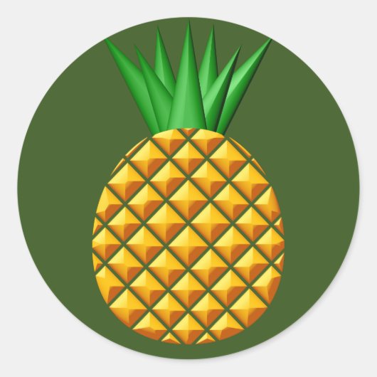 ananas op groene achtergrond ronde sticker (Voorkant)