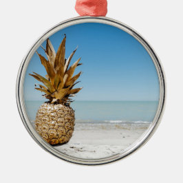 Ananas op het strand metalen ornament