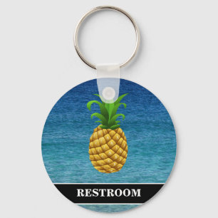 Ananas op oceaanachtergrondkleuring sleutelhanger
