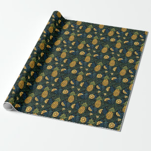 Ananas, palmbladeren: tropisch patroon. cadeaupapier