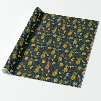 Ananas, palmbladeren: tropisch patroon. cadeaupapier