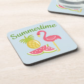 Ananas, pastèque, Dessous de verre de Flamant rose (Côté gauche)