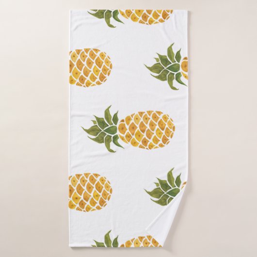 Ananas peint à la main, arrière - plan aquarelle. (Serviette de bain)