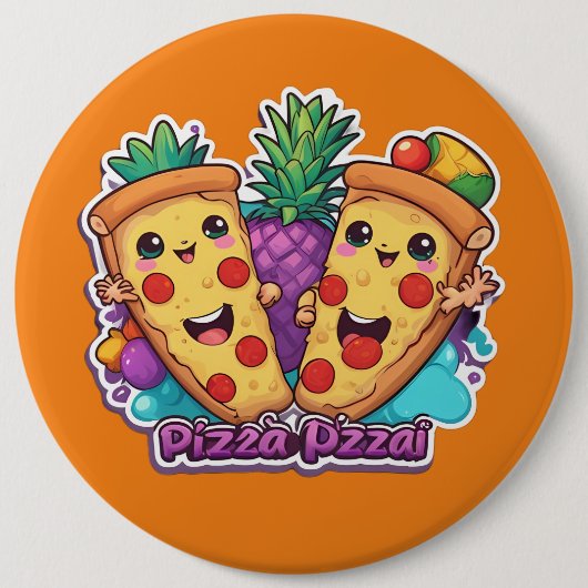 Ananas Pizza Grappig Ronde Button 6,0 Cm (Voorkant)